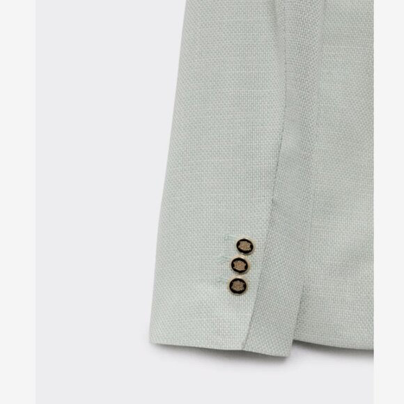 Zara Double Breasted Blazer Light Green Jacket - Picture 2 of 8